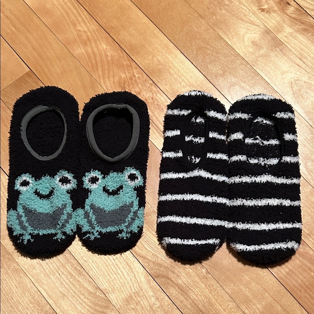 Cozy Black and White Slipper Socks